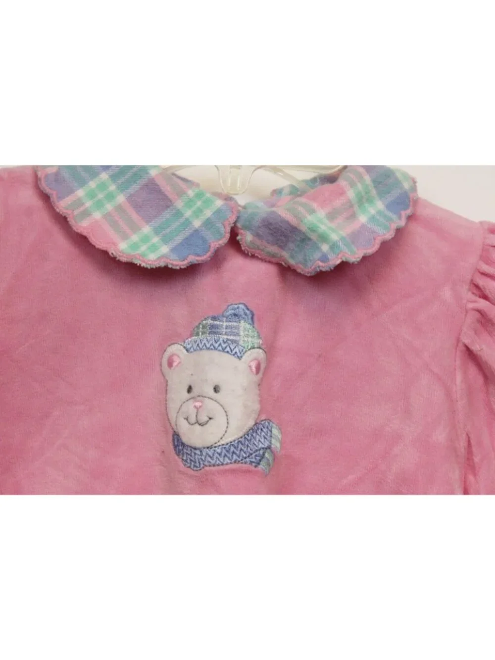 Vtg 90s Healthtex 4T Pink 2pc Shirt Pants Plaid Velour Turtleneck Polar Bear